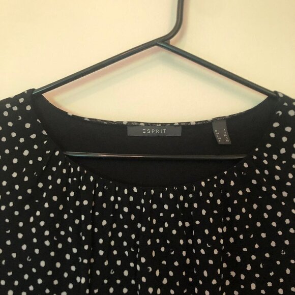 Esprit black/white dotted top sz L - Picture 4 of 8